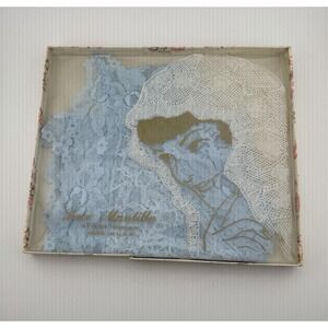 Vintage Boxed Lace Mantilla Blue USA Made, Styled in Spain